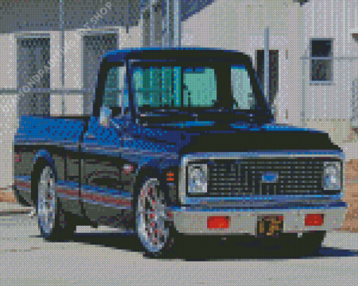 Black Chevy C10 Truck Diamond Painting Art