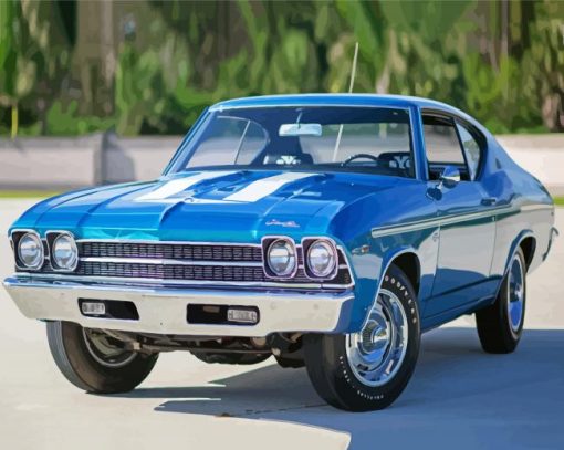 Blue 1969 Chevy Chevelle Art Diamond Painting Art