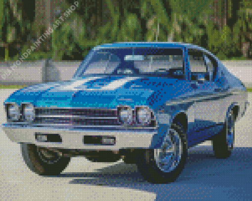 Blue 1969 Chevy Chevelle Art Diamond Painting Art