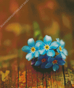 Blue Beautiful Small Flowers Diamond Painting Art