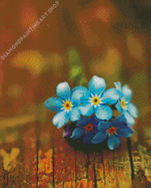 Blue Beautiful Small Flowers Diamond Painting Art