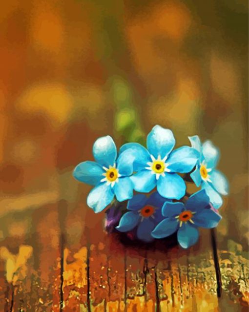 Blue Beautiful Small Flowers Diamond Painting Art