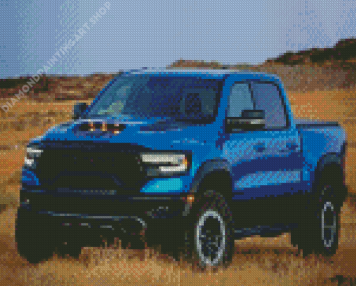 Blue Dodge Truck Diamond Painting Art