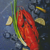 Crayfish With Lemons And Ice Cubes Diamond Painting Art