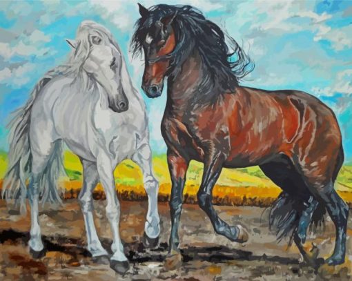 Cute Couple Horses Diamond Painting Art