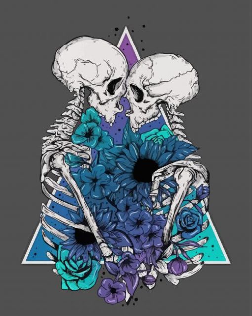 Floral Love Skeletons Diamond Painting Art