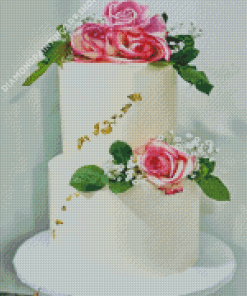 Floral Wedding Cake Diamond Painting Art