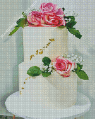 Floral Wedding Cake Diamond Painting Art