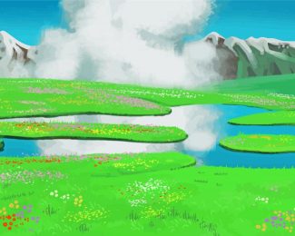 Ghibli Landscape Anime Scenery Diamond Painting Art