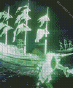 Green Sailboat Ghost Art Diamond Painting Art