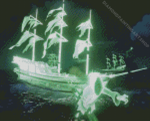 Green Sailboat Ghost Art Diamond Painting Art