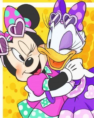 Happy Minnie Mouse And Daisy Diamond Painting Art