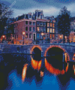 Keizersgracht Amsterdam By Night Diamond Painting Art
