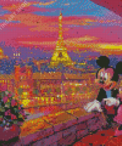 Mickey And Minnie In Paris Diamond Painting Art
