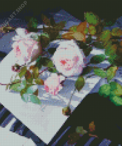 Piano With Pink Rose Flowers Diamond Painting Art