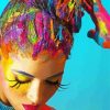 Rainbow Colorful Hair Lady Diamond Painting Art