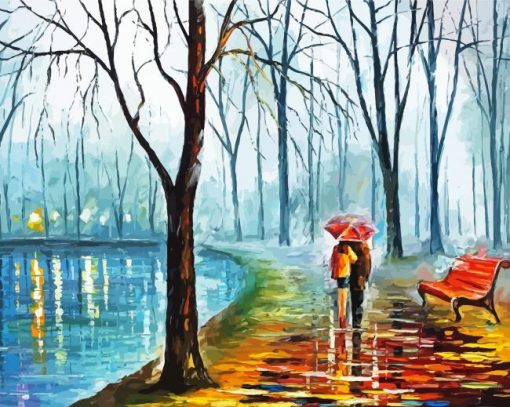 Rainy Alley By The Lake Art Diamond Painting Art