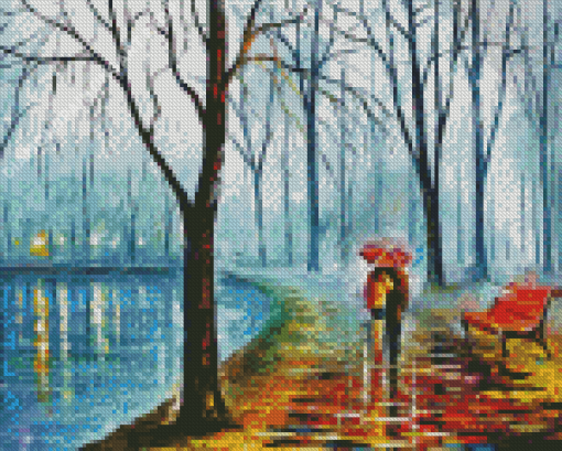 Rainy Alley By The Lake Art Diamond Painting Art