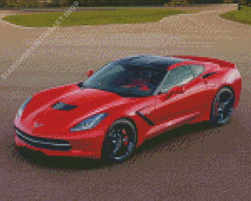 Red Corvette Stingray Diamond Painting Art