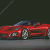 Red Saturn Sky Car Diamond Painting Art