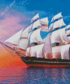 Sail Ship In Sea Diamond Painting Art