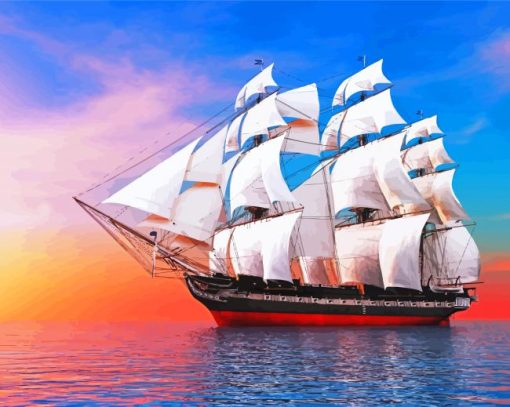 Sail Ship In Sea Diamond Painting Art