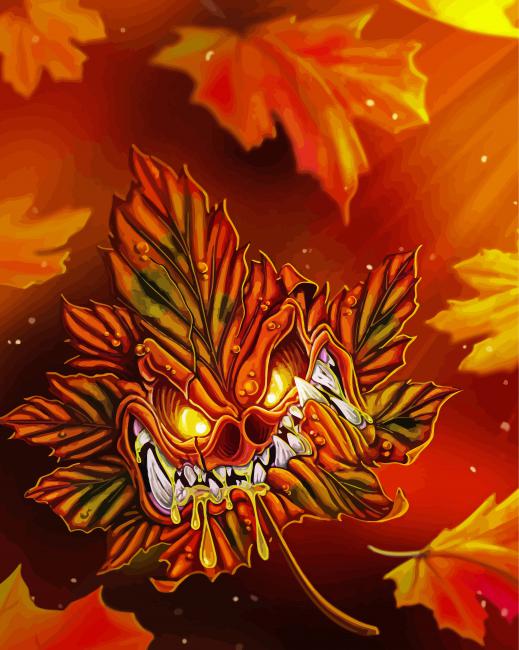 Scary Monster Halloween Leaf Diamond Painting Art