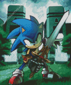 Sonic With Sword Diamond Painting Art