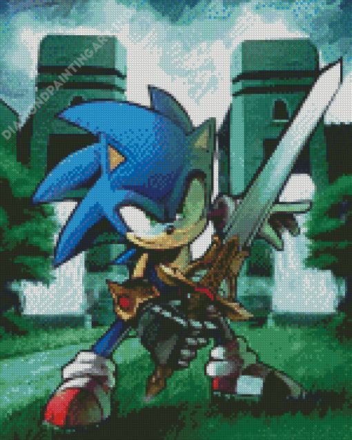 Sonic With Sword Diamond Painting Art