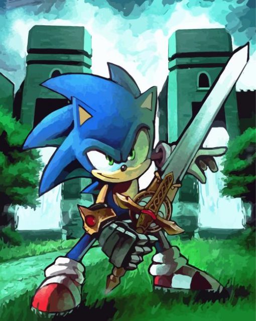 Sonic With Sword Diamond Painting Art