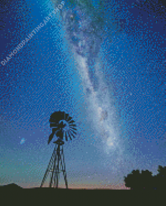 Starry Night Western Windmill Diamond Painting Art