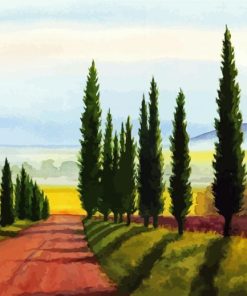 Tuscany Cypress Trees Art Diamond Painting Art