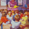 Vintage Children School Diamond Painting Art