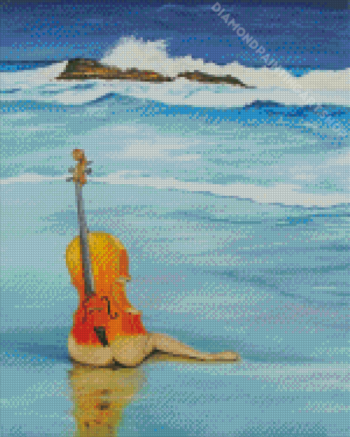 Violin Beach Diamond Painting Art