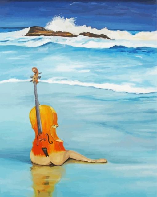 Violin Beach Diamond Painting Art