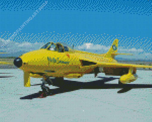 Yellow Hawker Hunter Diamond Painting Art