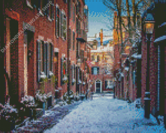 Boston Beacon Hill In Winter Diamond Painting Art