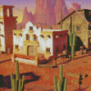 Cactus Western Town Diamond Painting Art
