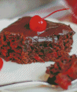 Cherry Chocolate Cake Diamond Painting Art