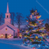 Christmas Winter Church At Night Diamond Painting Art