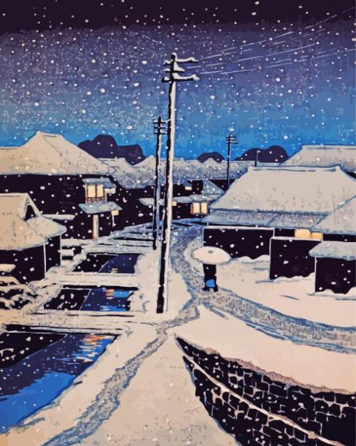 Evening Japanese Winter Diamond Painting Art