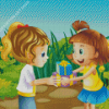Friends Exchanging Gifts Diamond Painting Art