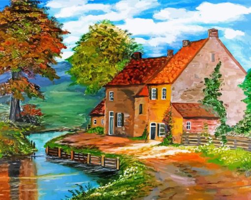 Germany Countryside Illustration Diamond Painting Art