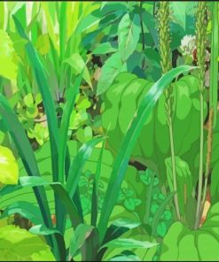 Green Anime Plants Diamond Painting Art