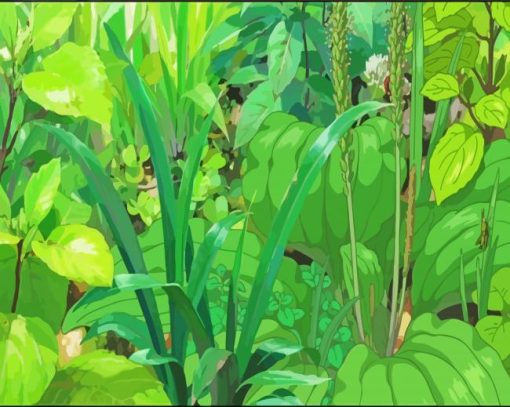 Green Anime Plants Diamond Painting Art