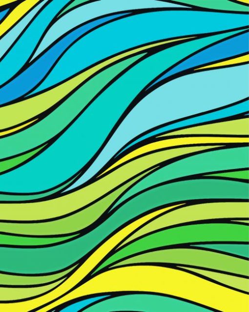 Illustration Colorful Sea Wave Diamond Painting Art