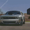 Cool Grey Dodge Challenger Scat Diamond Painting Art