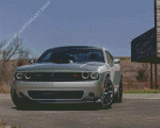 Cool Grey Dodge Challenger Scat Diamond Painting Art