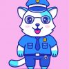Cute Cat With Police Uniform Diamond Painting Art