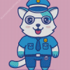 Cute Cat With Police Uniform Diamond Painting Art